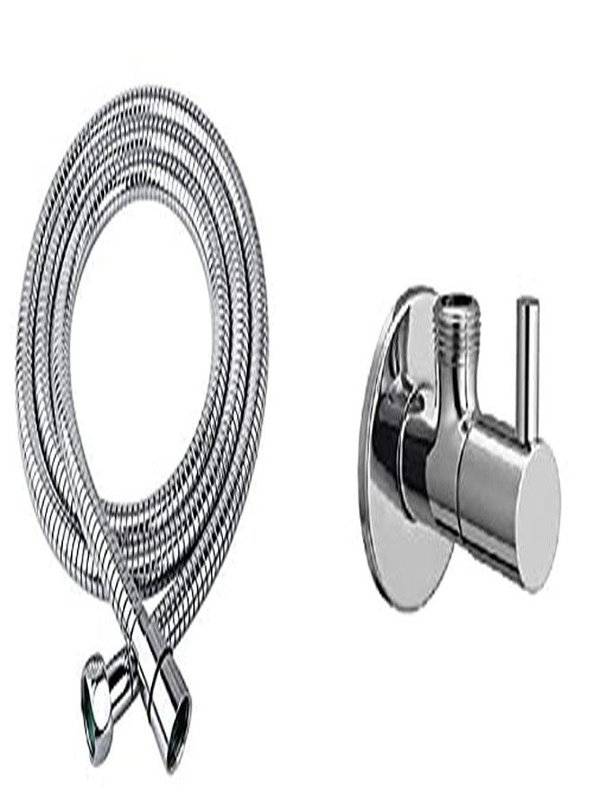 JAGGER خرطوم دش مرن من الفولاذ المقاوم للصدأ من جاغر (1 متر) مع صمام زاوية، أنبوب دش يدوي، أنبوب صنبور صحي للحمام، أنبوب مرن، أنبوب صنبور للمرحاض (عبوة من قطعة واحدة) - Image 1